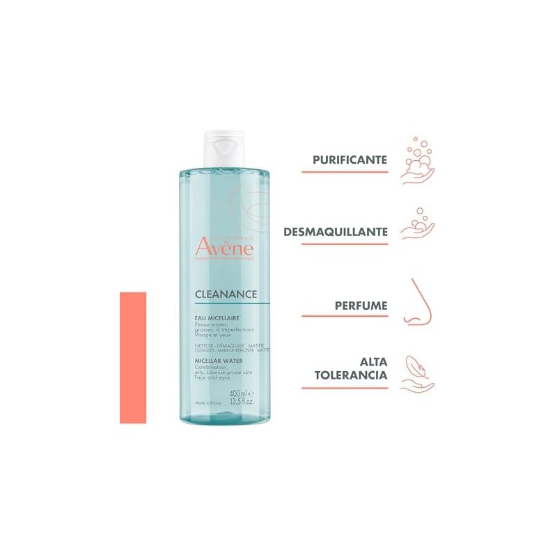 Avene Cleanance Agua Micelar Desmaquillante Piel Grasa con Imperfecciones