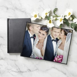6" x 9" Black Leather Self-Stick Photo Album - Holds 20 Photos