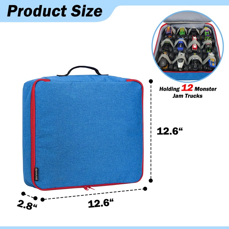 KISLANE Carrying Case for 12 Monster Jam Toy Trucks, Kids