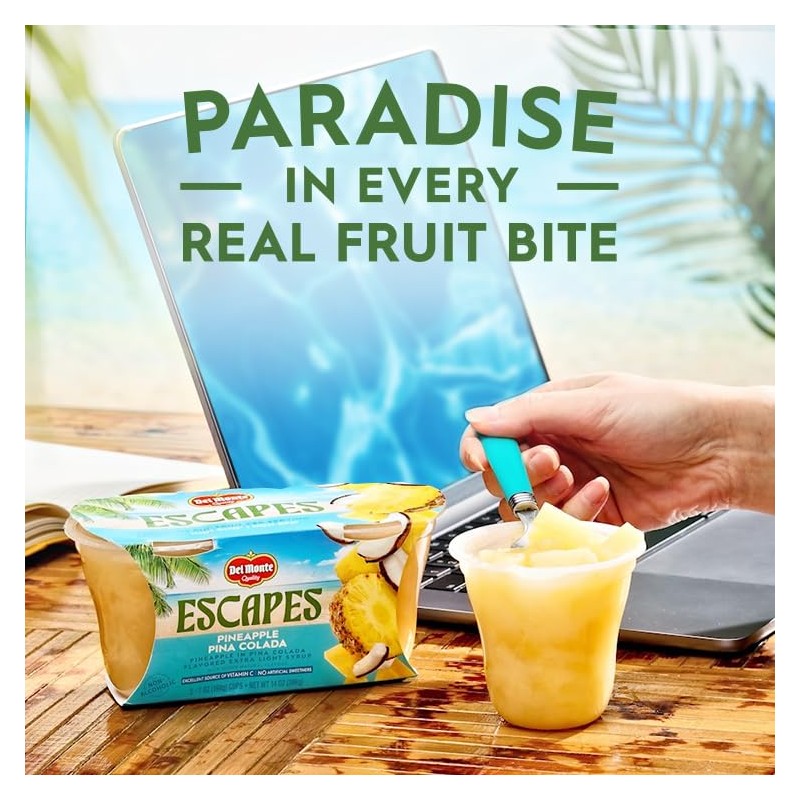 Del Monte Escapes Pineapple Pina Colada, 7 oz Cups, Pack