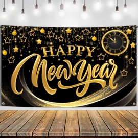 KatchOn, XtraLarge Happy New Year Banner 2026 - New Year Backdrop, 72x44 Inch | New Years Eve Party Supplies 2026 | New Years Eve Decorations 2026 | Eve Banner for NYE Decorations 2026