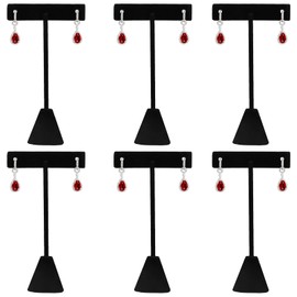 SOUJAP 6 Packs 4.73 Inch Black Earring Holder, Velveteen T Jewelry Stand, Earring Display Organization for Jewelry Store, Jewelry Exhibition, Trade Show, and Showcase Display