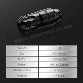 Ambition Lutin Rotary Tattoo Machine with Straight Drive Bar - Short Tattoo Pen with Brushless Motor Strong Power Low Vibration with RCA Cord for Professional Tattoo Artist