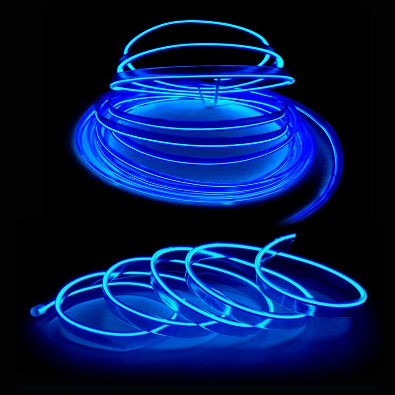 Maxlaxer El Wire Blue Interior Car LED Strip Lights, 10M