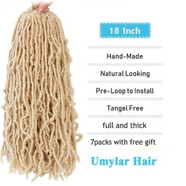 Umylar 18 Inch Faux Locs Crochet Hair Soft Locs Crochet Hair 7 Packs Pre Looped Faux Locs Crochet Hair For Black Women Synthetic Hair Extension(18 Inch,613#)