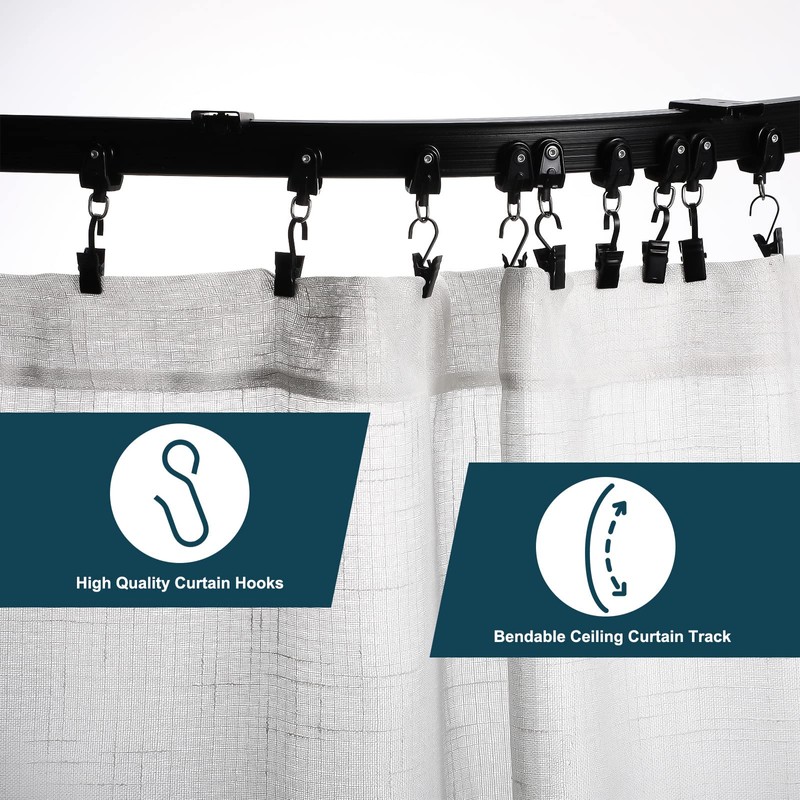 Jetec Curved Ceiling Curtain Track 8 m/ 26 ft Bendable