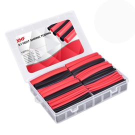 XHF 205 PCS Length 3.5" Black&Red 3:1 Waterproof Automotive Electrical Heat Shrink Tubing Assortment Kit Large Size Marine Grade Adhesive Lined Tube, Insulation Sealing