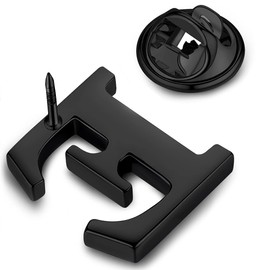 HONEY BEAR 1pc Alphabet Letters A to Z Collar Brooch Label Pins Badge for Mens' Suit/Women's Shirt for Business Gift,Black E 0.59in