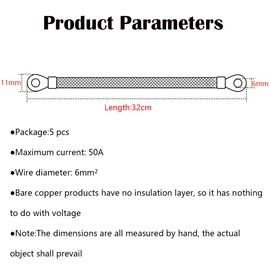 Car Ground Strap, CTRICALVER Universal Automotive Heavy Duty Engine Ground Strap Ground Cable Copper, Strong and Durable(5 Pcs)