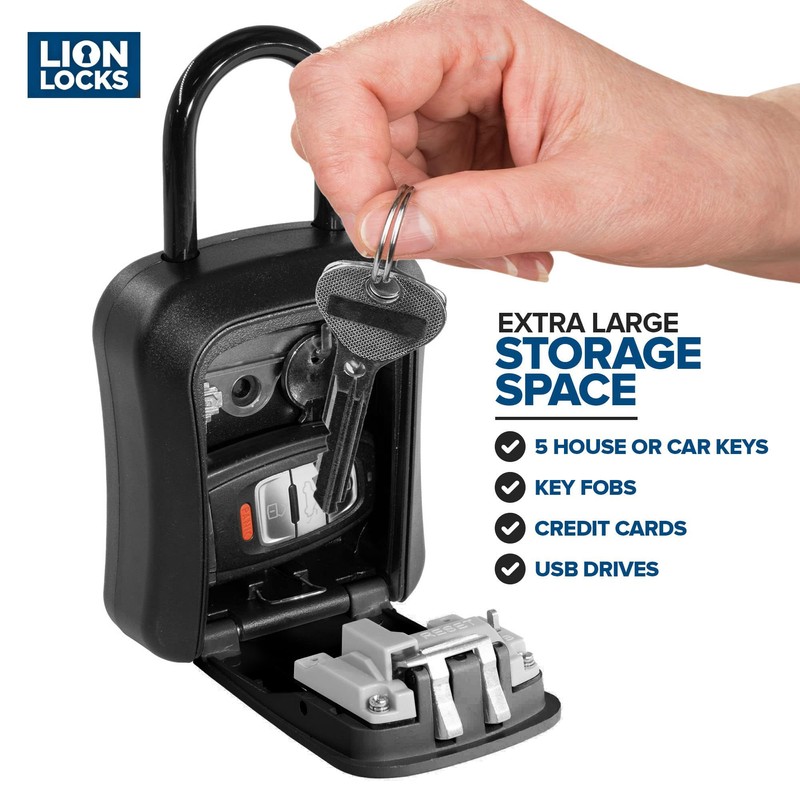 Lion Locks Lock Box for Keys - Lockbox for House