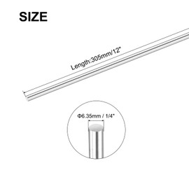 sourcing map 1/4 Inch x 12 Inch 304 Stainless Steel Solid Round Rods Metal Lathe Bar Stock for DIY Craft 8 Pcs