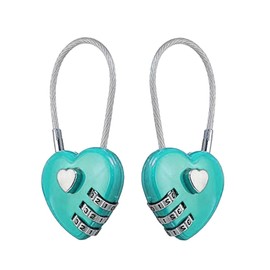 LITAITAI Heart Shaped Padlock, Love Padlock, Small Locker Locks,Love Lock for Jewelry Storage Box Locker Decor Valentine Gift,Combo Lock,Gym Locker Lock (Lake Blue,2PCS)