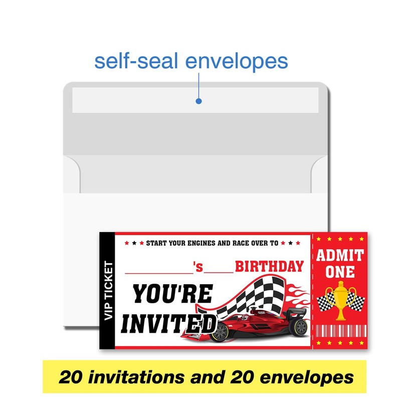 VAHATAN Car Racing Birthday Party Invitations 20 Pack Red Car