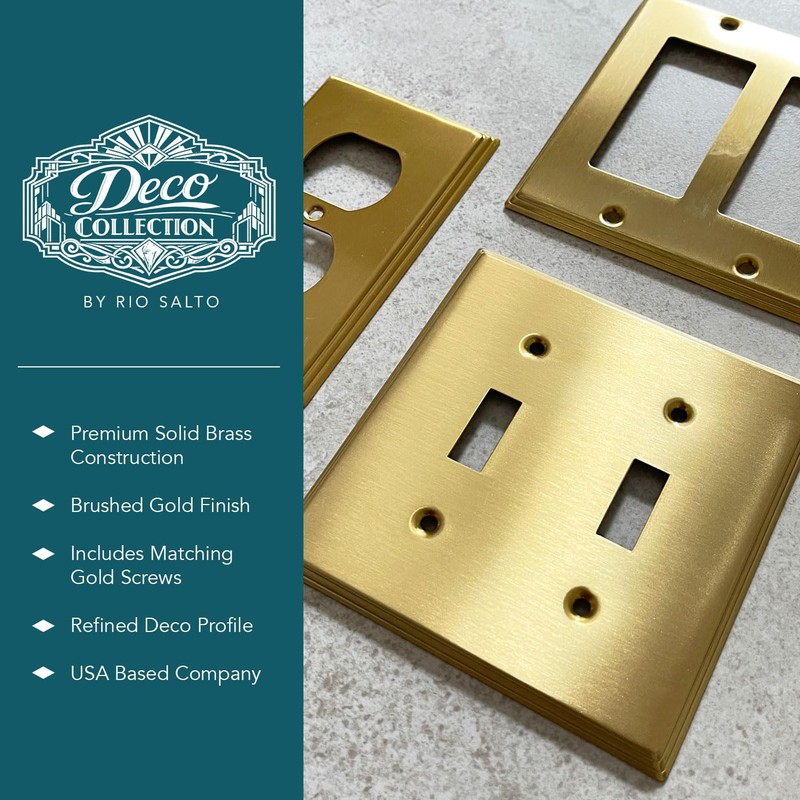 Rio Salto MIDSIZE BRASS Light Switch Plate Outlet Cover Wall