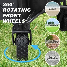 Eurmax USA Collapsible Outdoor Folding Wagon Cart All-Terrain Utility Wagon Heavy Duty Camping Patio Shopping Garden Sporting Wagon Cart with Side Bag & Cup Holder