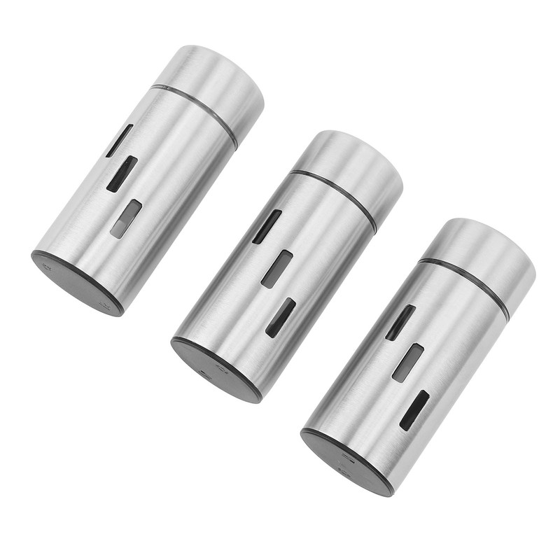 3Pcs Salt and Pepper Shakers Set Stainless Steel 3 Sizes