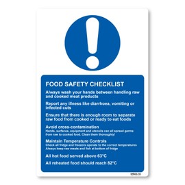 Pack of 5 Food Safety Checklist Stickers Signs for Kitchen Hygine 13x20cm