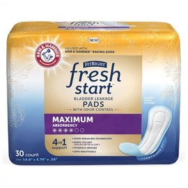 FitRight Fresh Start Postpartum and Incontinence Pads for Women, Maximum Absorbency (30 Count) Bladder Leakage Pads with The Odor-Control Power of ARM