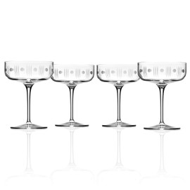 Rolf Glass Mid-Century Modern Coupe Glass 10.25 Ounce - Champagne Coupe Glasses - Lead-Free Glasses - Engraved Coupe Glasses - Proudly Made in the USA (Set of 4)