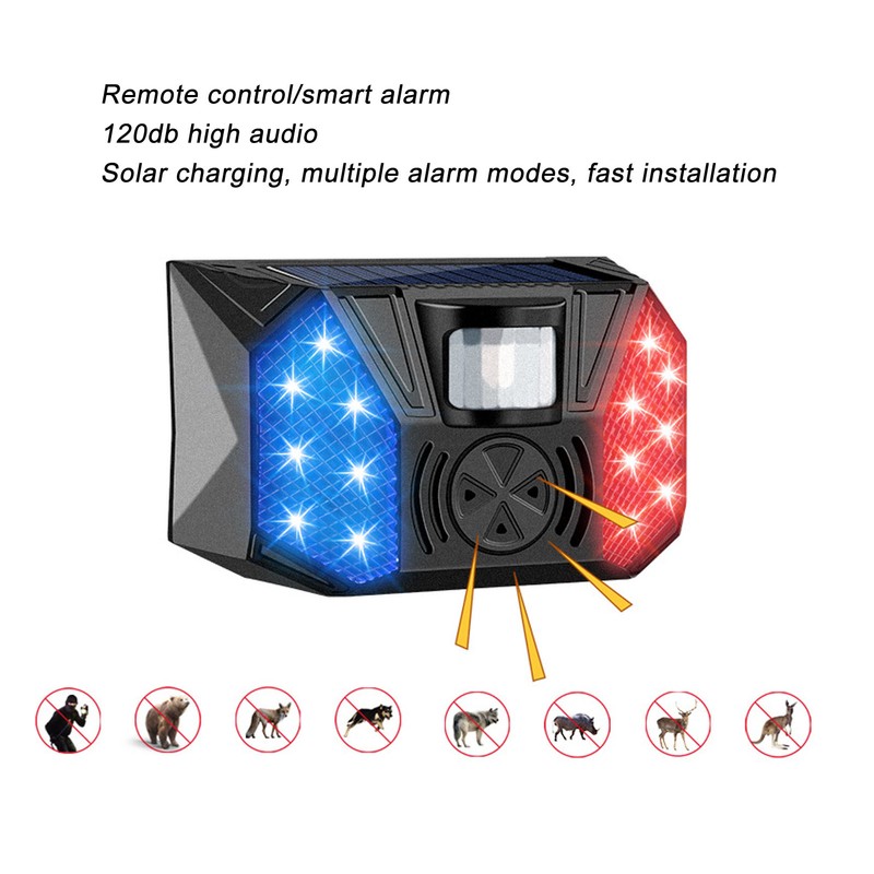Solar Security Alarm Siren with Remote Control USB Cable Yard