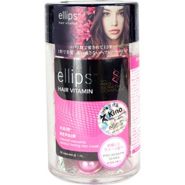 ellips Treatment #20046 Hair Oil for Dry, Damaged Hair, Pink, 50 Tablets (1 Tablet/0.04 fl oz (1 ml) x 50)