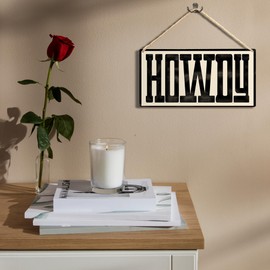 Ryeolo Howdy Sign - Trendy Funky Wall Art, Boho Western Wall Decor, Cowboy Wall Decor, Living Room Decor, 11.8x5.9 Inch Wall Pediment