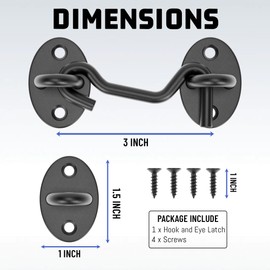 TRIPLE DEER 3" Hook and Eye Latch 2 Pack,Privacy Eye Hook Latch for Slide/Barn/Shed/Door, Window, Fences Cabinet, Barn Door Latch Door Hook Lock for Indoor Outdoor