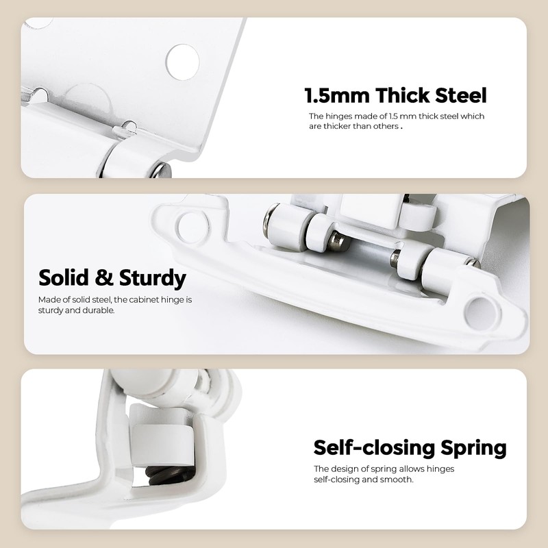 40 Pack 20 Pair White Cabinet Hinges - 3/8 inch