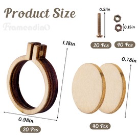 Framendino, 20 Pack 1 Inch Mini Embroidery Hoops Wood Round Cross Stitch for Frame Crafts Jewelry