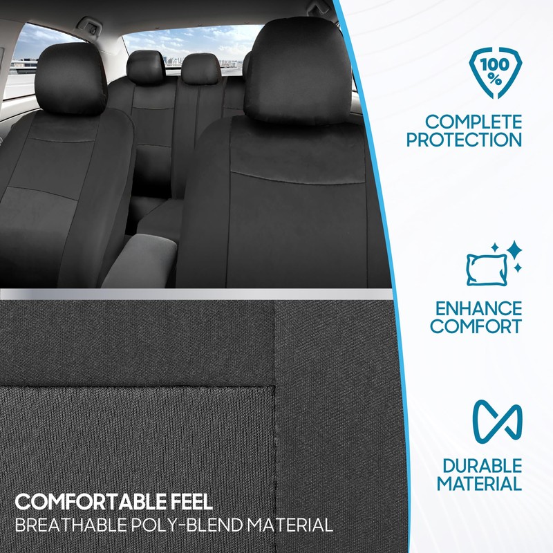 BDK PolyPro Car Seat Covers Full Set in Solid Charcoal