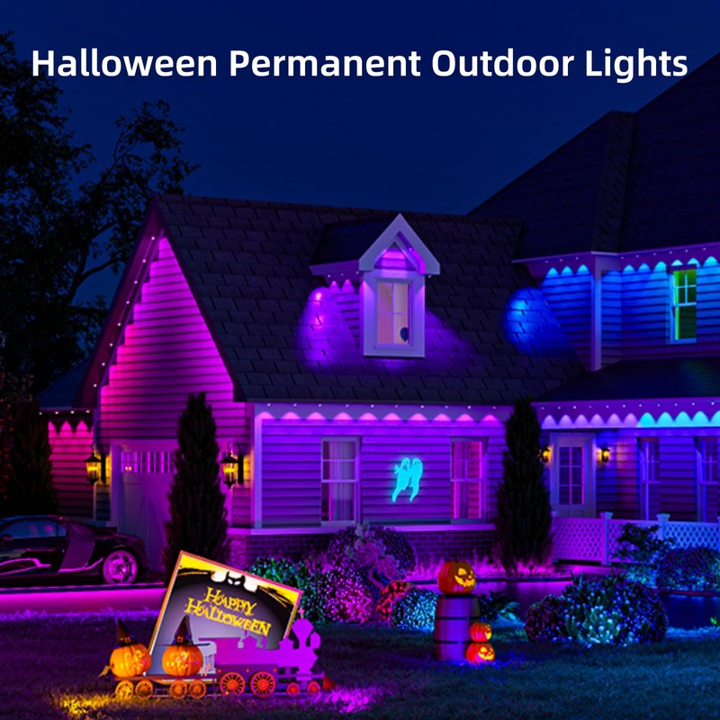 Permanent Outdoor Lights for House, 120ft 72 LEDs Smart RGB&IC