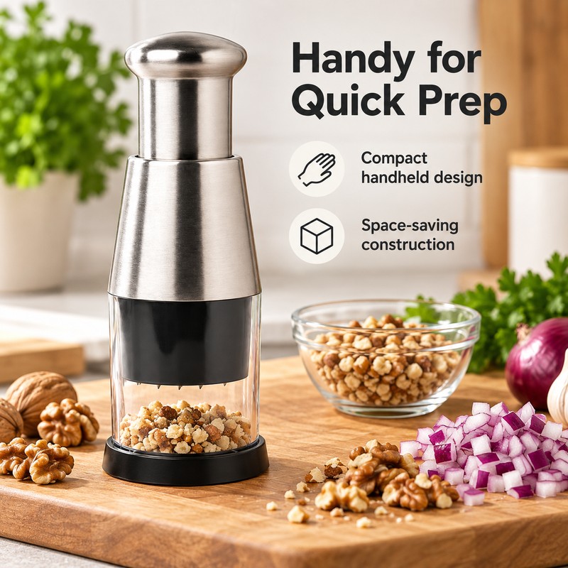 Stainless Steel Manual Garlic Chopper – Push-Down Mini Food Mincer