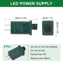 PATIKIL 29V 8W LED Power Supply, 2pcs DC Low Voltage Transformer IP44 LED Driver Replacement Adapter for String Light, Projector Light, Fairy Lights, Green