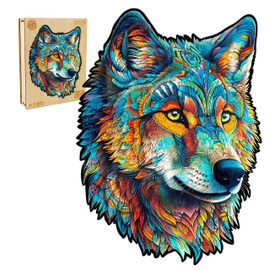 CHARMIBLE Puzzle in Legno per Adulti, 300 Pezzi, Puzzle Irregolare a Forma di Lupo, 41 x 29,7 cm, Confezione Regalo in Legno