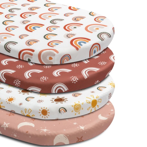 4 Pack Boho Baby Sheets Unisex Fitted Baby Sheets Neutral