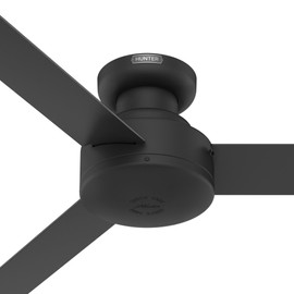 Hunter Fan 52 Inch Low Profile Matte Black Indoor Ceiling Fan With 3 Blades, Holiday Gift for Bedroom, Living Room, Dining Room, Kitchen, Office (Renewed)