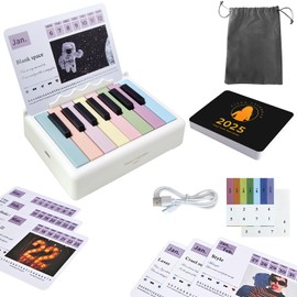 Piano Calendar 2025 Desk Calendar, Mini Playable Piano Desk Calendar 2025 with Lanyard, Mini Piano Calendar With 52 Music Scores in 27 Cards Gifts for Home Decor - White