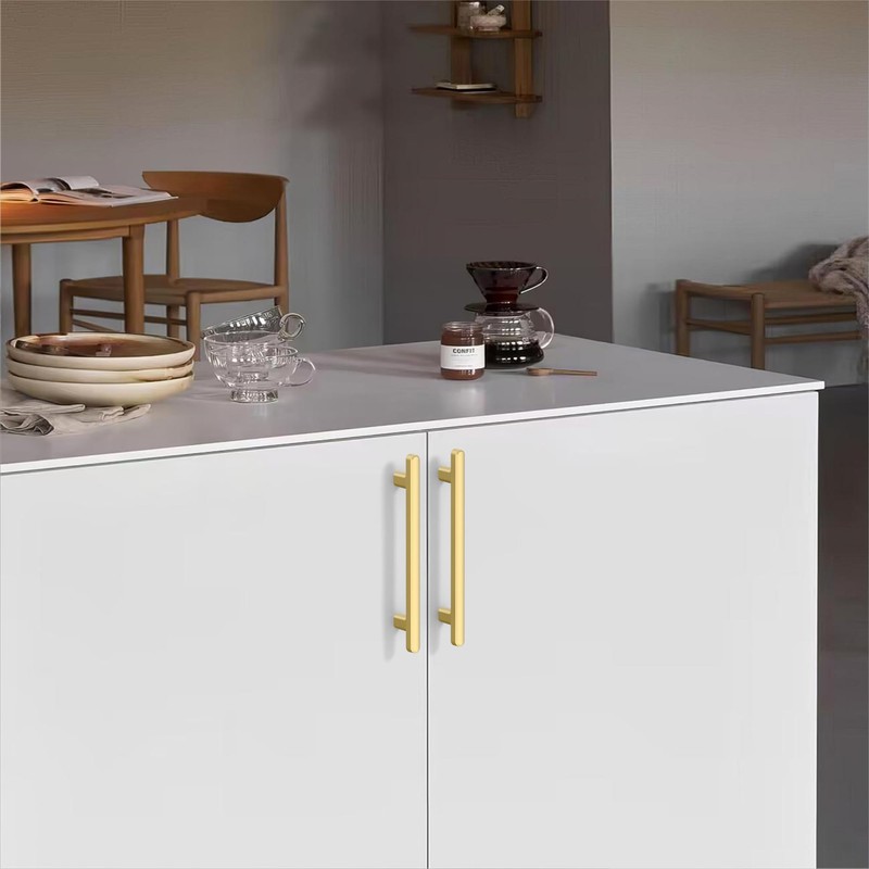 KNOKLOCK 10 Pack 5 Inch(128mm) Kitchen Cabinet Handles Brushed Gold