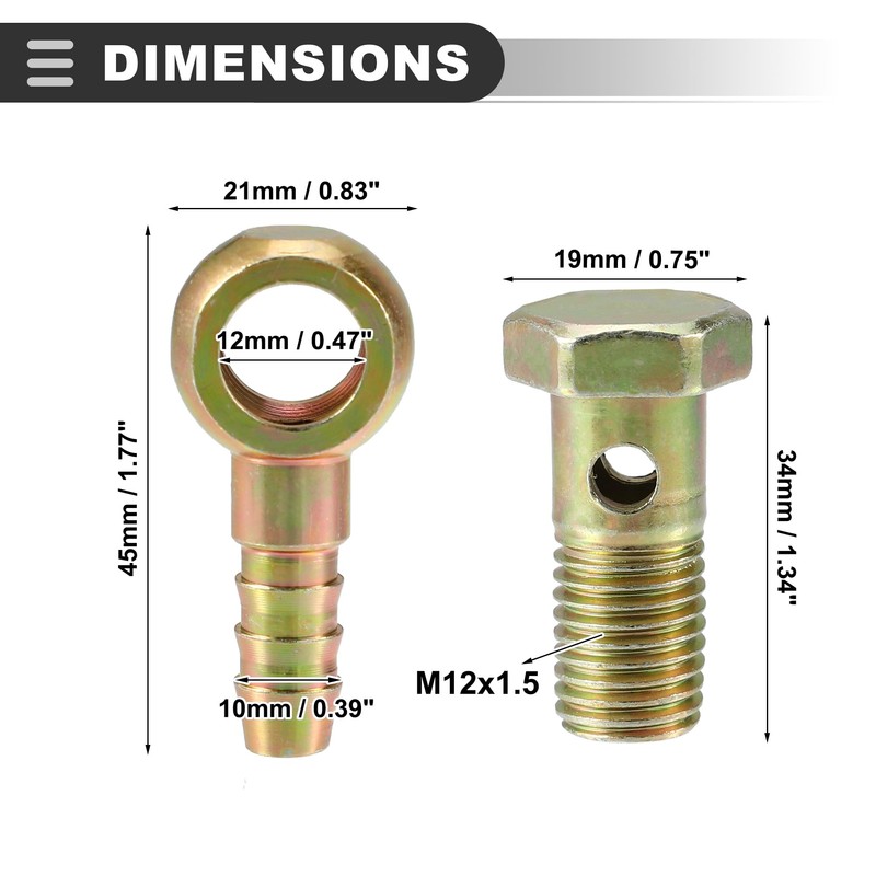 Motoforti Universal Banjo Bolt Washer Kit, Iron Copper, Bronze Tone,