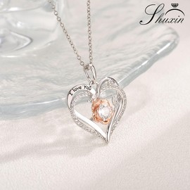 Shuxin Soulmate Gifts for Her, Heart Pendant Necklace for Women Girlfriend Wife, Romantic Jewellery Presents Christmas Birthday Anniversary Valentines Gifts for Her