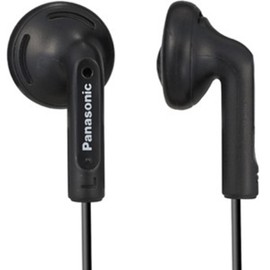 PANASONIC Stereo Earbud Headphones with Comfortable, Clear, and Powerful Sound. Includes 3.9 ft Cord with Miniplug 3.5mm Headphone Jack - RP-HV096-K – In Ear Earbuds (Black)