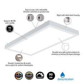 Metalux MMS Multi-Mount 1x2 LED Panel Ceiling Light w/CCT and Lumen Select, and Dimming - 12MMS-L3C5-UNV