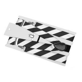 tiemart Adult Striped Suspenders (Black and White)