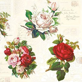 Serviette / Napkins 33 x 33 cm for Decoupage Technique / Pack of 20 English Roses Vintage