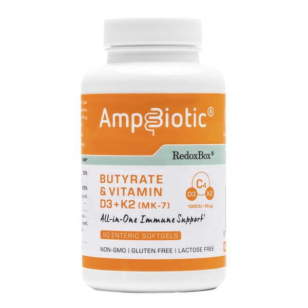 AmpBiotic 90 Capsules by RedoxBox - Butyrate & Vitamin D3 (1000 IU) + K2 (MK-7) (40μg)