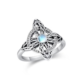 Witch Rings 925 Sterling Silver Moonstone / Moss Agate / Black Onyx / Turquoise Witch Knot Rings Witch Jewellery Gift for Women, Sterling Silver, Not known.