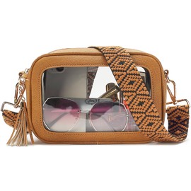 LOXOMU Clear Crossbody Bag Stadium Approved - Waterproof Clear Purses for Women Stadium with Adjustable Guitar Strap for Events