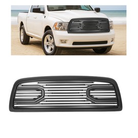 HECASA Grille w/Replacement Shell Packaged Compatible with 2009-2012 Dodge Ram 1500 Front Bumper Hood Grill - Matte Black