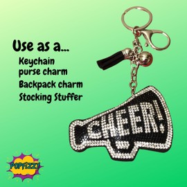 Popfizzy Bling Cheer Keychain Accessories for Women and Girls, Rhinestone Cheer Bag Charms, Cool Cheer Gifts for Cheerleaders
