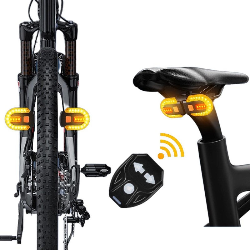 Bike Tail Light with Turn Signals USB Rechargeable Wireless Remote